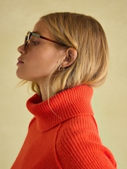 Joules May Orange Merino Wool Jumper with Detachable Roll Neck - Image 5 of 9