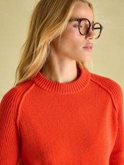 Joules May Orange Merino Wool Jumper with Detachable Roll Neck - Image 6 of 9