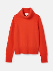 Joules May Orange Merino Wool Jumper with Detachable Roll Neck - Image 9 of 9