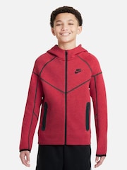 Nike Red Tech Fleece Zip Through Hoodie - Image 1 of 7