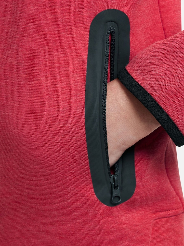 Nike Red Tech Fleece Zip Through Hoodie - Image 3 of 7