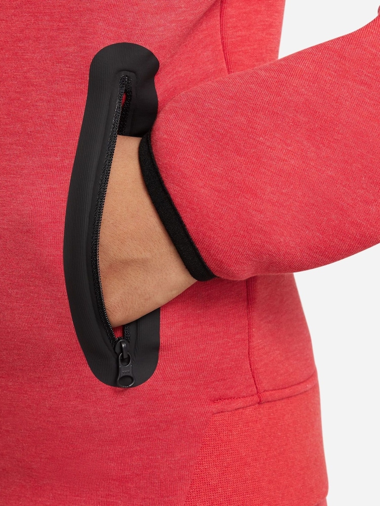 Nike Red Tech Fleece Zip Through Hoodie - Image 4 of 7