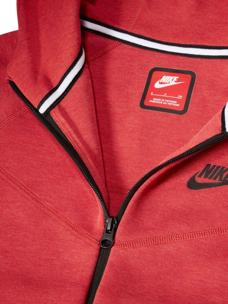 Nike Red Tech Fleece Zip Through Hoodie - Image 5 of 7