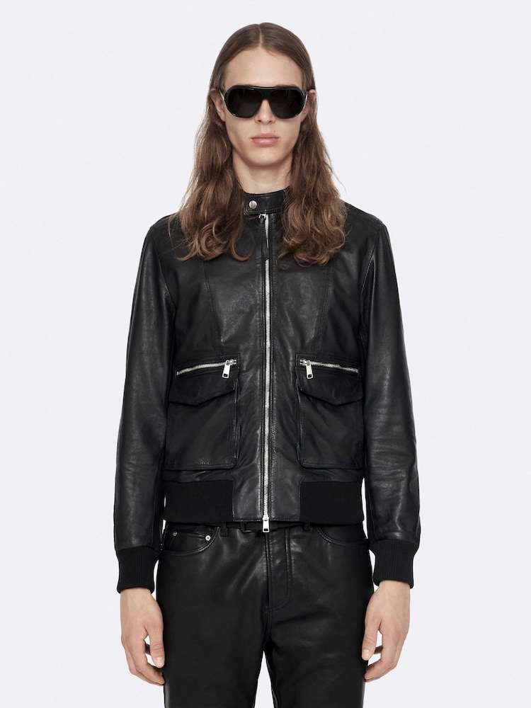 AllSaints Black Hiro Bomber Jacket - Image 1 of 8