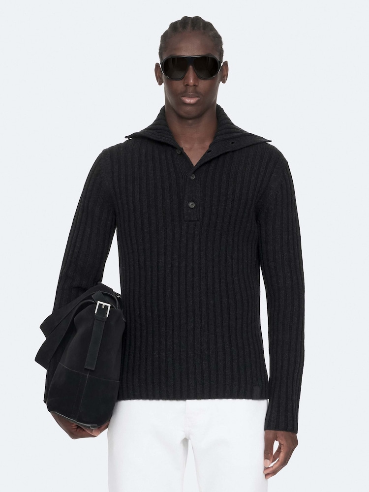 AllSaints Black Liev Funnel Jumper - Image 1 of 8