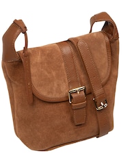 Pure Luxuries London Brown 'Aveline' Suede and Leather Cross Body Bag - Image 3 of 7