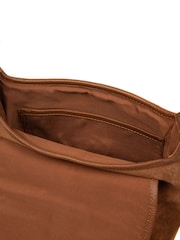 Pure Luxuries London Brown 'Aveline' Suede and Leather Cross Body Bag - Image 5 of 7
