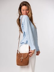 Pure Luxuries London Brown 'Aveline' Suede and Leather Cross Body Bag - Image 6 of 7
