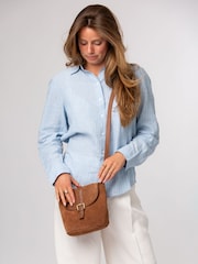 Pure Luxuries London Brown 'Aveline' Suede and Leather Cross Body Bag - Image 7 of 7
