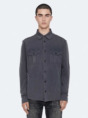 AllSaints Blue Foley Long Sleeve Shirt - Image 1 of 8