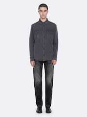 AllSaints Blue Foley Long Sleeve Shirt - Image 3 of 8