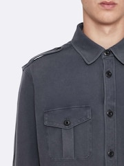 AllSaints Blue Foley Long Sleeve Shirt - Image 4 of 8