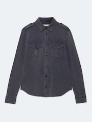 AllSaints Blue Foley Long Sleeve Shirt - Image 8 of 8