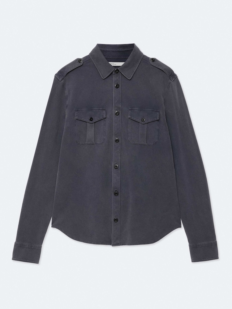 AllSaints Blue Foley Long Sleeve Shirt - Image 8 of 8