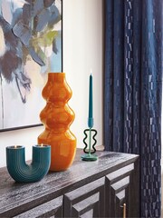 Orange Wiggle Crackle Glaze Ceramic Large Vase - Image 4 of 5