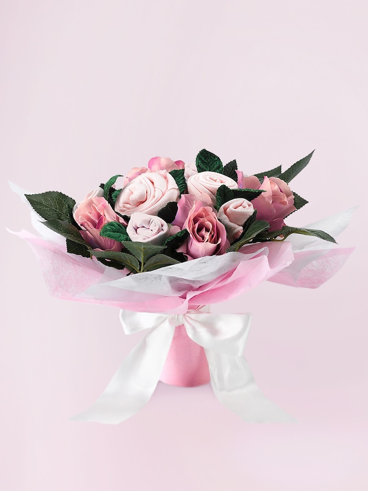Babyblooms Pink Personalise 100% Cotton New Baby Clothes Bouquet Gift - Image 1 of 4