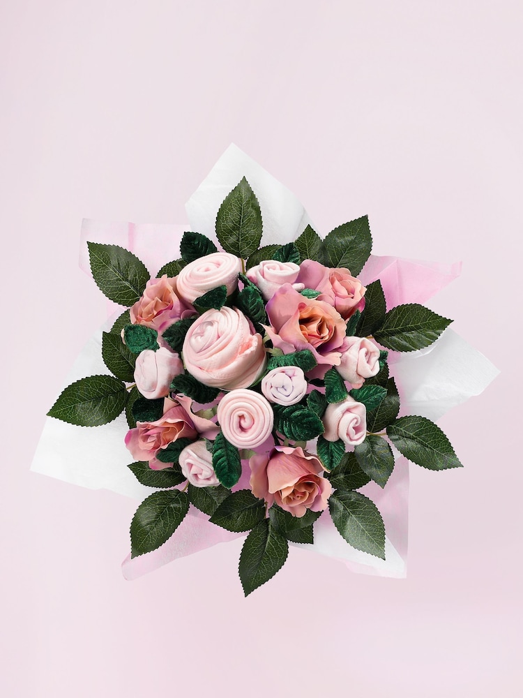 Babyblooms Pink Personalise 100% Cotton New Baby Clothes Bouquet Gift - Image 2 of 4