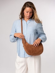 Pure Luxuries London Tan Brown 'Felicity' Suede Shoulder Bag - Image 2 of 7