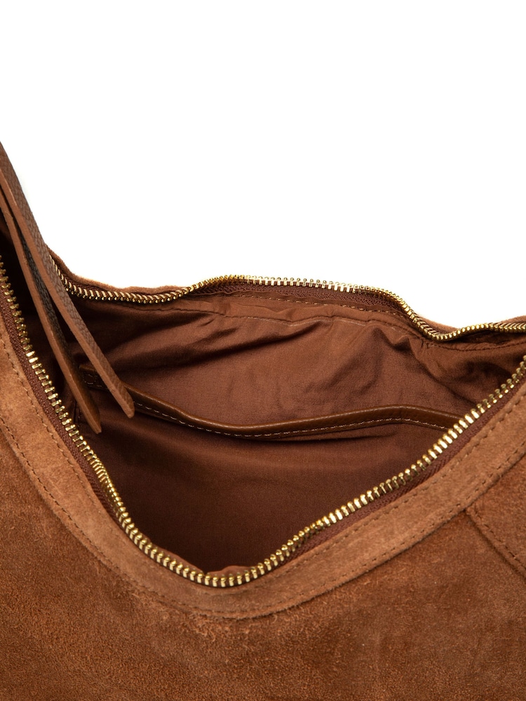 Pure Luxuries London Tan Brown 'Felicity' Suede Shoulder Bag - Image 7 of 7