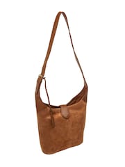 Pure Luxuries London Tan Brown 'Aria' Suede Shoulder Bag - Image 4 of 6