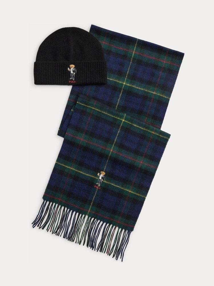Polo Ralph Lauren Green Seasonal Bear Hat And  Scarf Giftset - Image 1 of 2