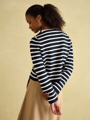 Joules Constance Navy & White Striped Cotton Cardigan - Image 2 of 6