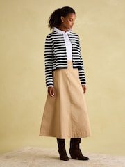 Joules Constance Navy & White Striped Cotton Cardigan - Image 5 of 6
