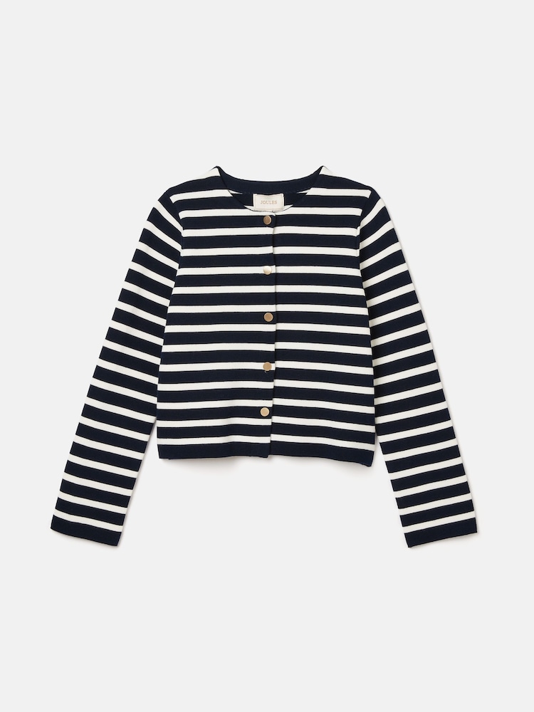 Joules Constance Navy & White Striped Cotton Cardigan - Image 6 of 6 Joules Constance Navy & White Striped Cotton Cardigan - Image 6 of 6