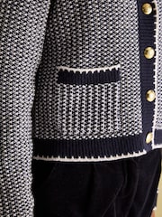 Joules Bridget Navy Button Through Textured Cardigan - Image 4 of 7