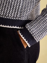 Joules Bridget Navy Button Through Textured Cardigan - Image 5 of 7