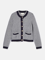 Joules Bridget Navy Button Through Textured Cardigan - Image 7 of 7