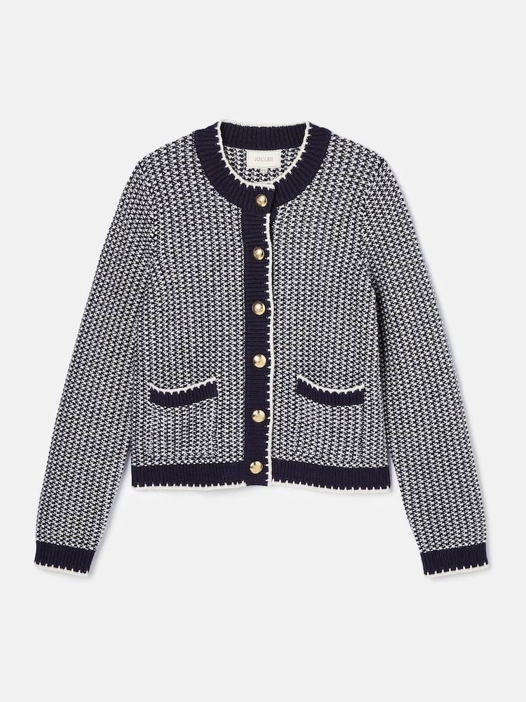 Joules Bridget Navy Button Through Textured Cardigan - Image 7 of 7