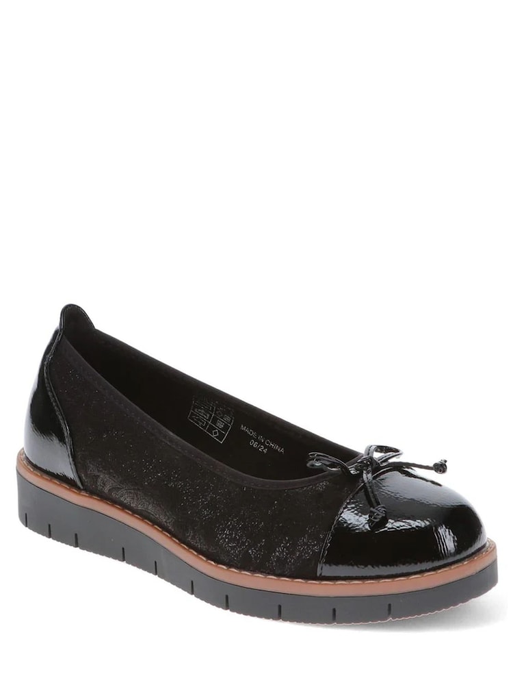 Pavers Black Patent Wide Fit Bow-Detailed Pumps - Image 1 of 5 Pavers Black Patent Wide Fit Bow-Detailed Pumps - Image 1 of 5