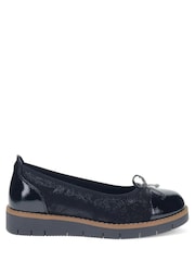 Pavers Black Patent Wide Fit Bow-Detailed Pumps - Image 3 of 5