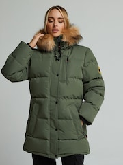 Zavetti Canada Green Goshawa Puffer Parka Jacket - Image 1 of 7