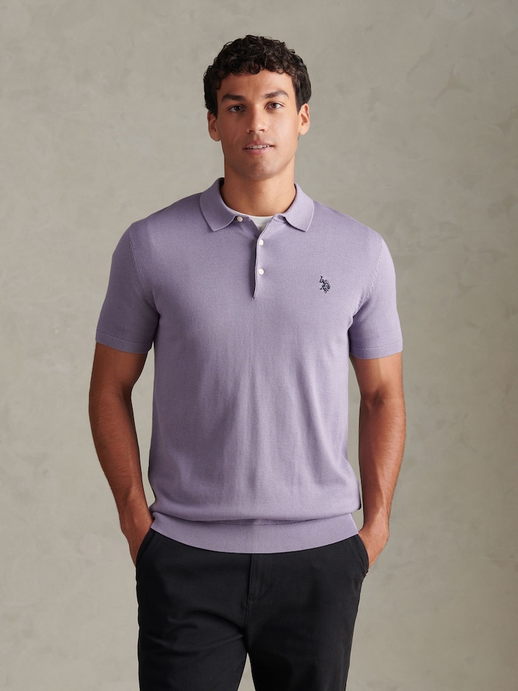 أرجواني - قميص بولو قطن ممشط من U.S. Polo Assn. - صورة 1 من 6