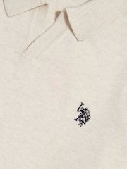 U.S. Polo Assn Natural Combed Cotton Open Collar Long Sleeve Polo Shirt - Image 6 of 6