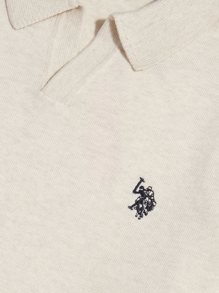 U.S. Polo Assn Natural Combed Cotton Open Collar Long Sleeve Polo Shirt - Image 6 of 6 U.S. Polo Assn Natural Combed Cotton Open Collar Long Sleeve Polo Shirt - Image 6 of 6