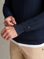 U.S. Polo Assn Navy Blue Long Sleeve Zip Knit Polo Shirt - Image 2 of 8