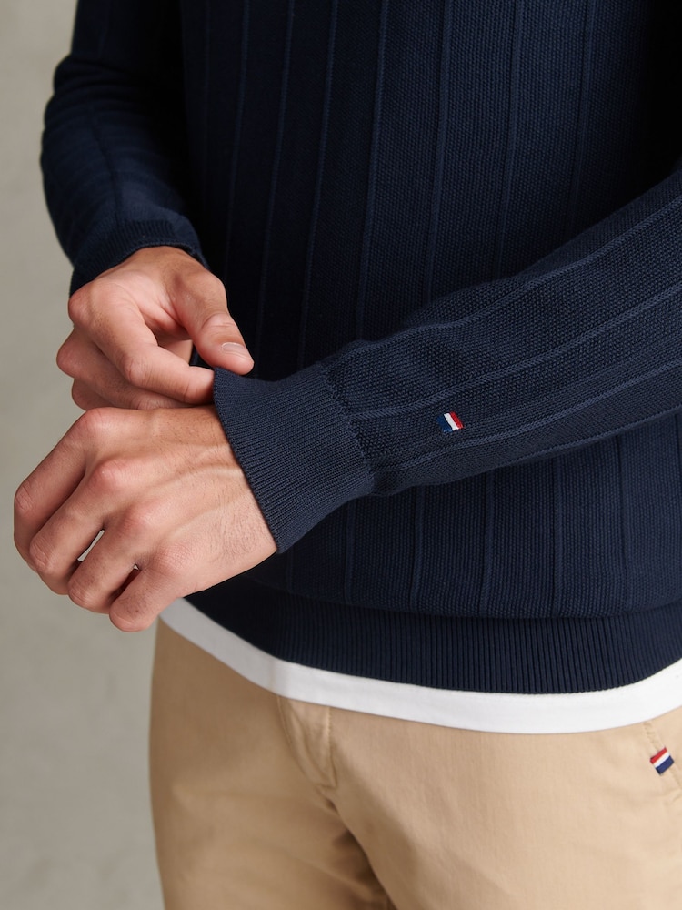 U.S. Polo Assn Navy Blue Long Sleeve Zip Knit Polo Shirt - Image 2 of 8 U.S. Polo Assn Navy Blue Long Sleeve Zip Knit Polo Shirt - Image 2 of 8