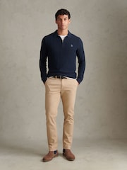 U.S. Polo Assn Navy Blue Long Sleeve Zip Knit Polo Shirt - Image 3 of 8