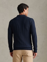 U.S. Polo Assn Navy Blue Long Sleeve Zip Knit Polo Shirt - Image 4 of 8