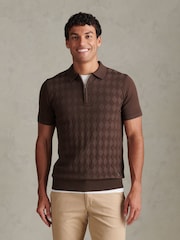 U.S. Polo Assn Argyle Zip Neck Knitted Polo Shirt - Bilde 1 av 7