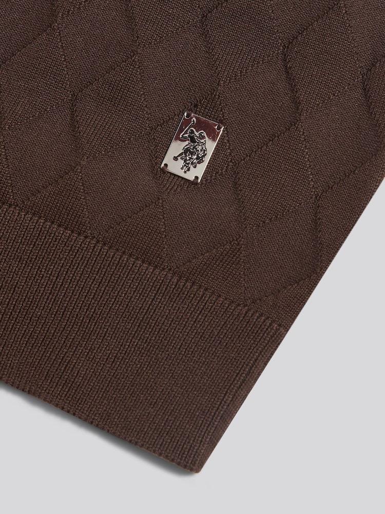 U.S. Polo Assn Argyle Zip Neck Knitted Polo Shirt - Bilde 7 av 7