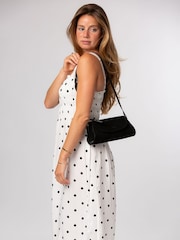 Pure Luxuries London Black 'Rafeena' Suede and Leather Grab Bag - Image 1 of 7