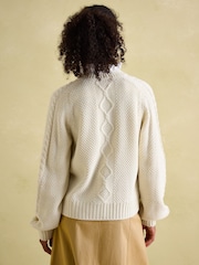 Joules Rafferty Cream Cable Knit Cardigan - Image 2 of 7