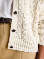 Joules Rafferty Cream Cable Knit Cardigan - Image 4 of 7