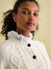 Joules Rafferty Cream Cable Knit Cardigan - Image 5 of 7