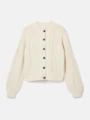Joules Rafferty Cream Cable Knit Cardigan - Image 7 of 7