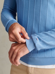 U.S. Polo Assn Sky Blue Long Sleeve Zip Knit Polo Shirt - Image 2 of 8